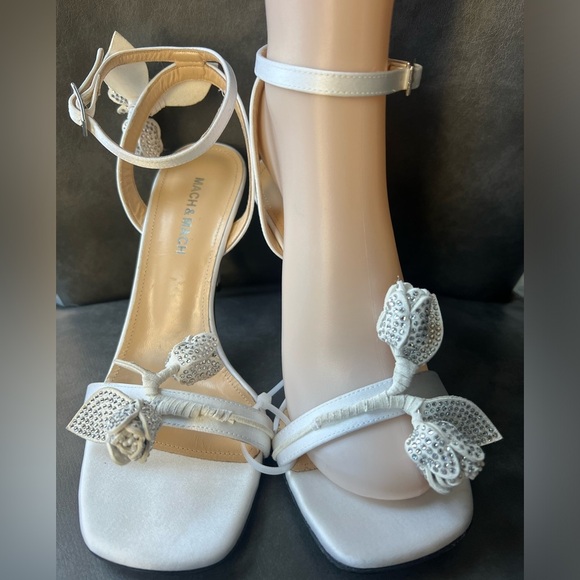 MACH & MACH Wonder Tulip embellished satin sandals sz EU 37 in White 788$